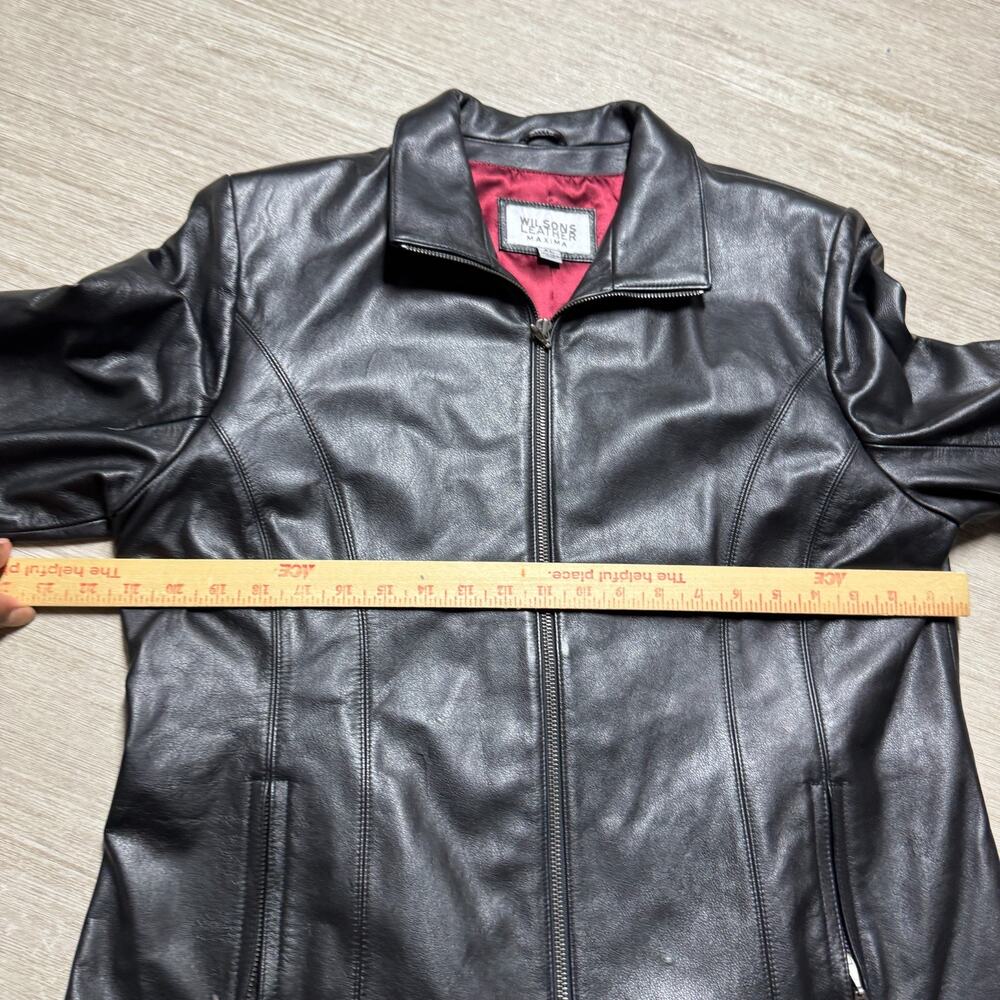 VTG 90s Wilsons Leather Maxima Jacket Black XL Full Zip Lined - Picture 6 of 8